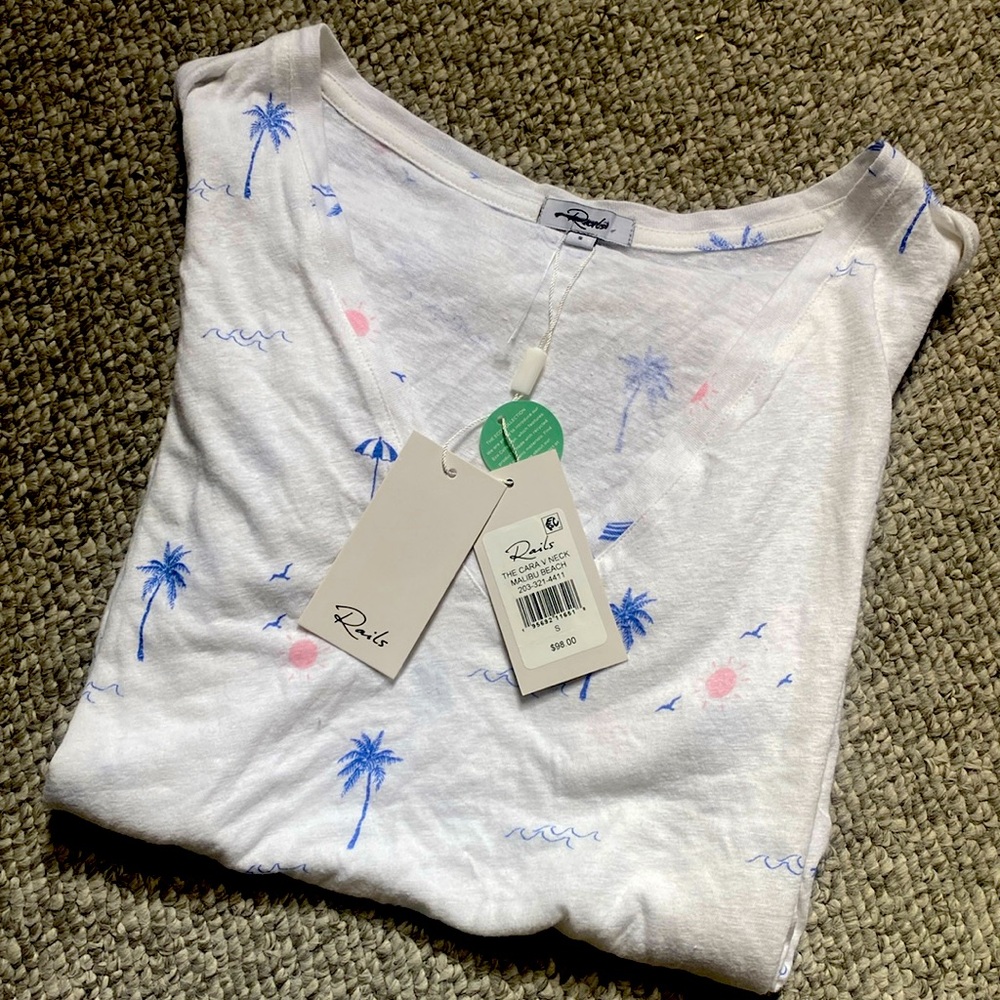 Rails Cara B Neck Tee Linen blend “Malibu Beach” small